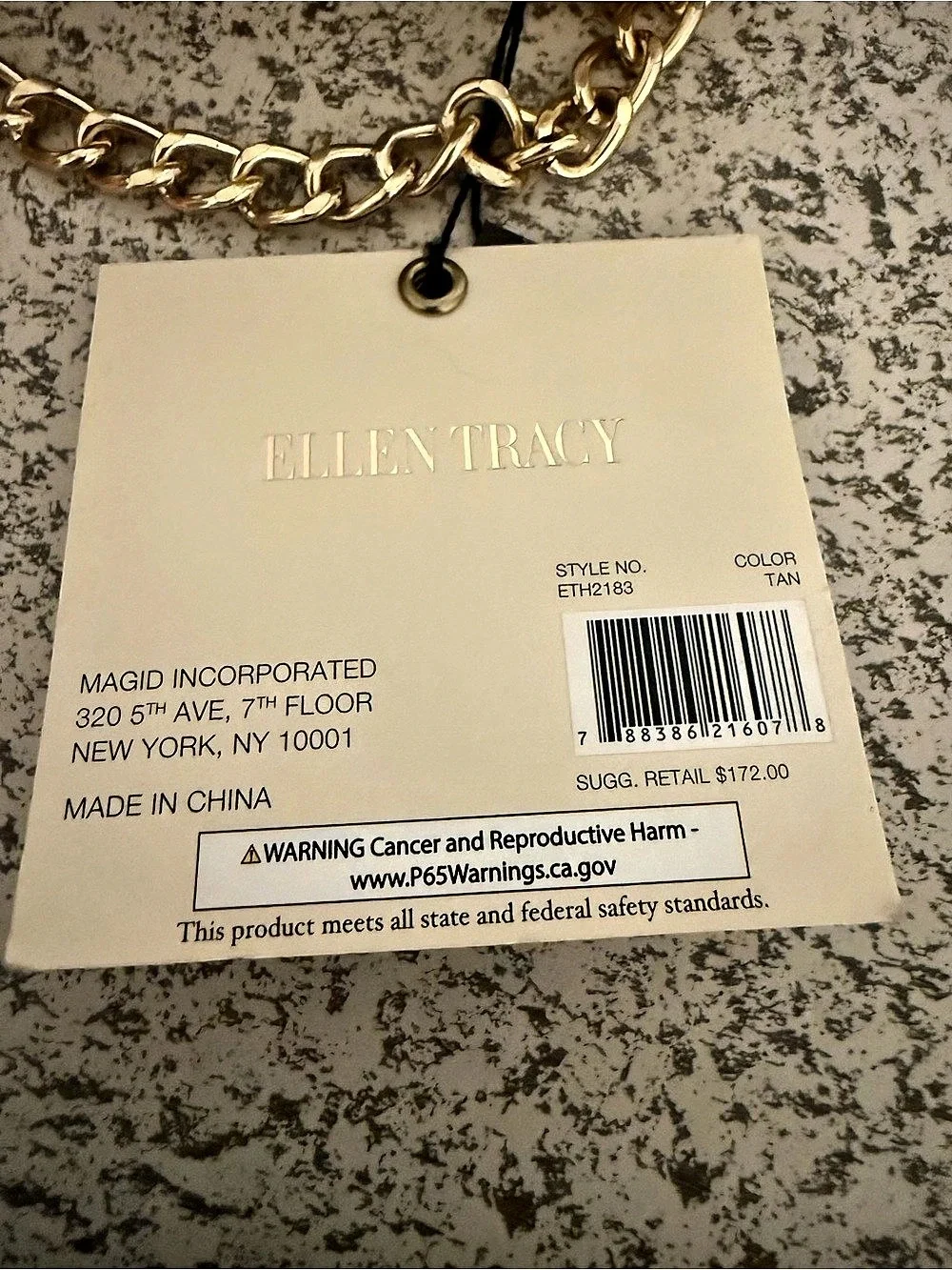 Ellen Tracy Studded Top Flap Satchel Quilted Shoulder Bag Tan NWT